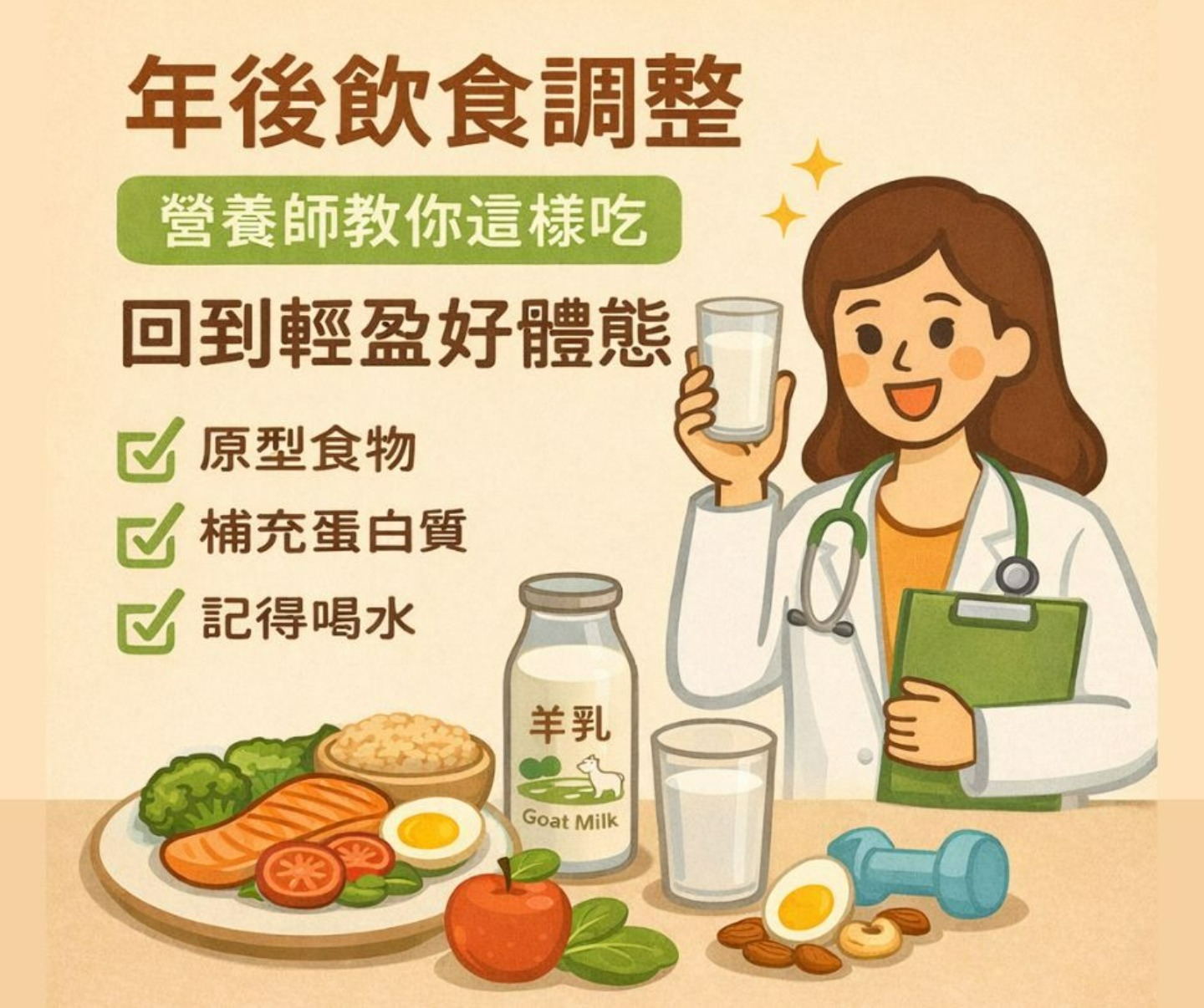 年後飲食調整:過年後回到輕盈的飲食策略示意圖