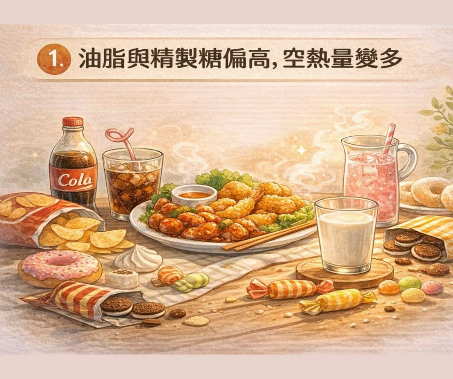 年後飲食調整:高油高糖攝取偏高示意圖