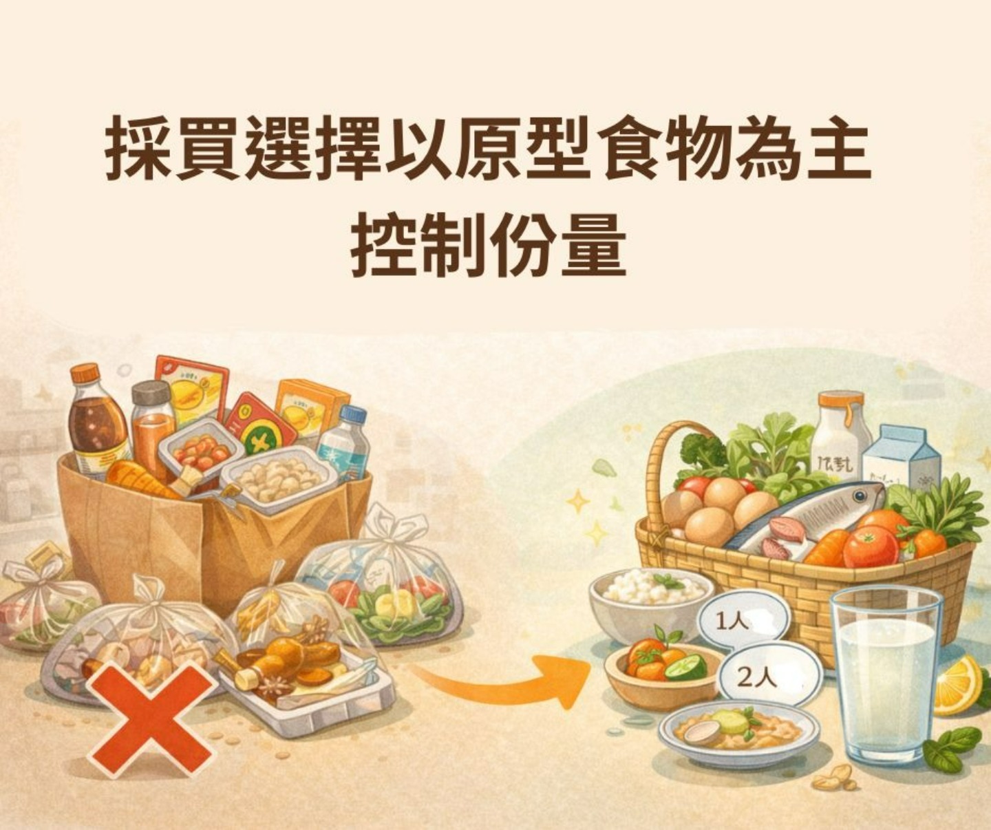 年後補回營養:優質蛋白質與水分攝取示意圖