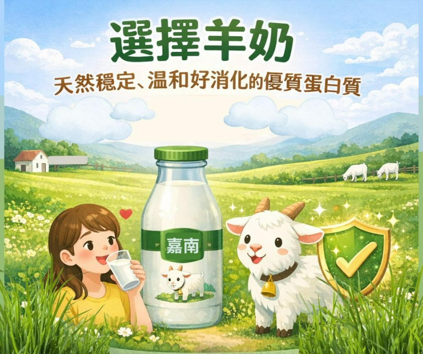 選擇羊奶:天然穩定溫和好消化的蛋白質來源示意圖