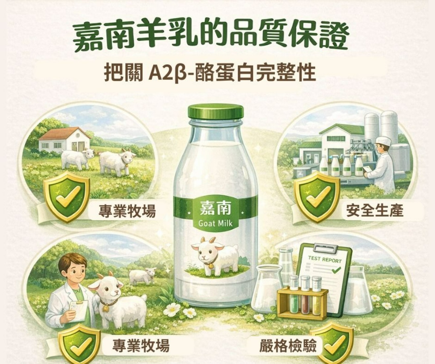 嘉南羊乳品質保證:穩定乳源管理示意圖