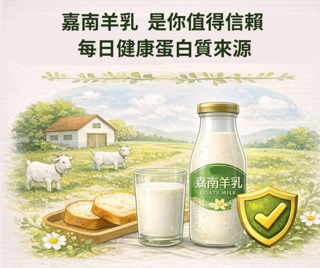 選擇嘉南羊乳:每日安心蛋白質來源示意圖