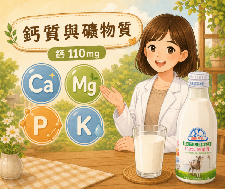 羊奶鈣質與礦物質營養優勢示意圖