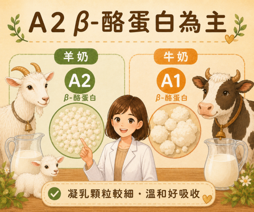羊奶以A2β酪蛋白為主要形式示意圖