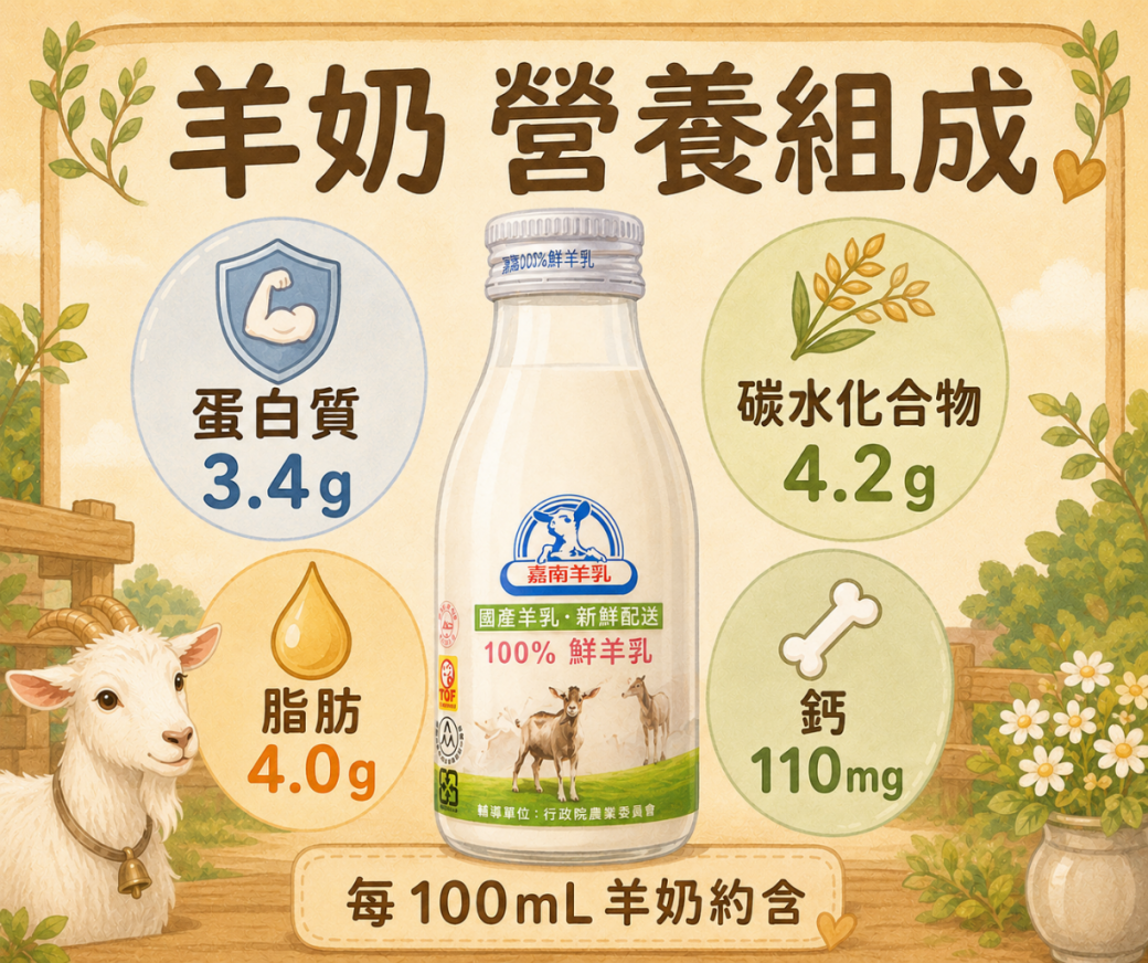 羊奶整體營養組成示意圖