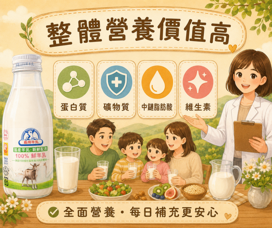 羊奶整體營養價值與應用示意圖