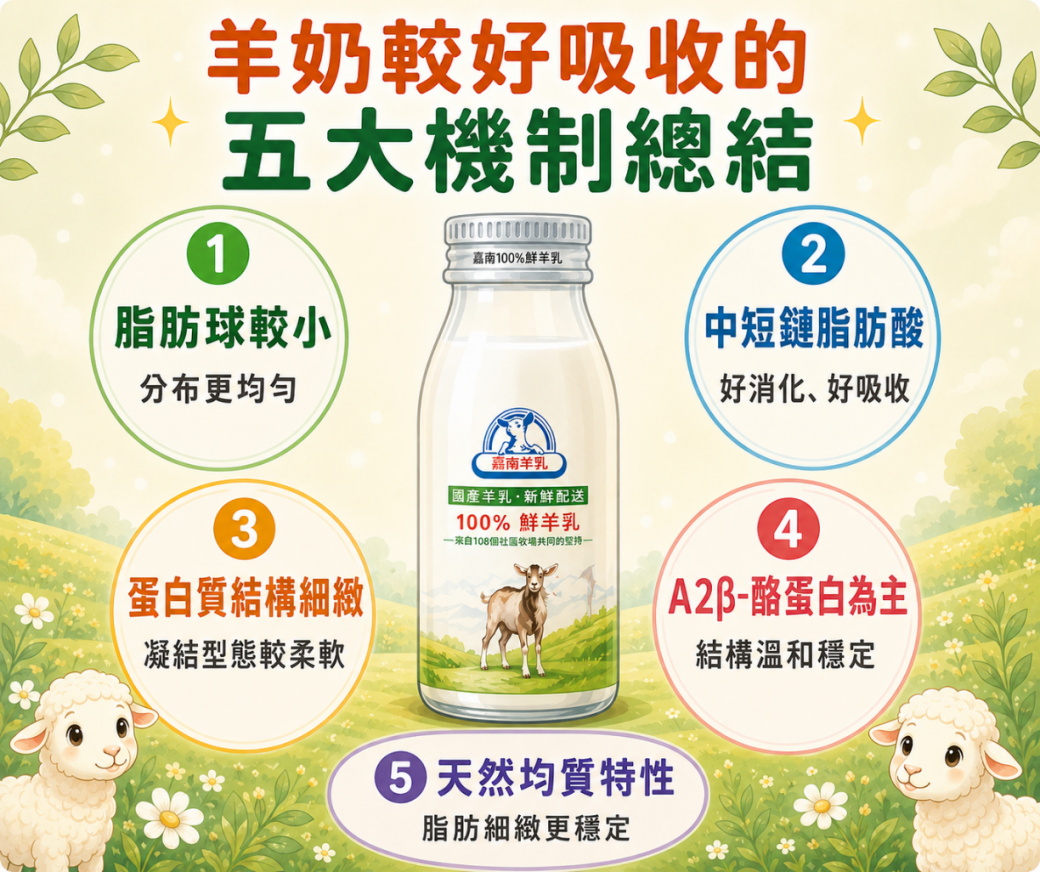 羊奶較好吸收的整體機制總結段落配圖