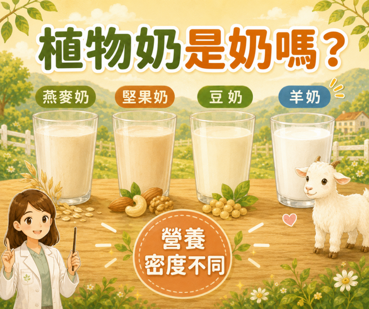 植物奶定義與羊奶營養密度差異說明圖