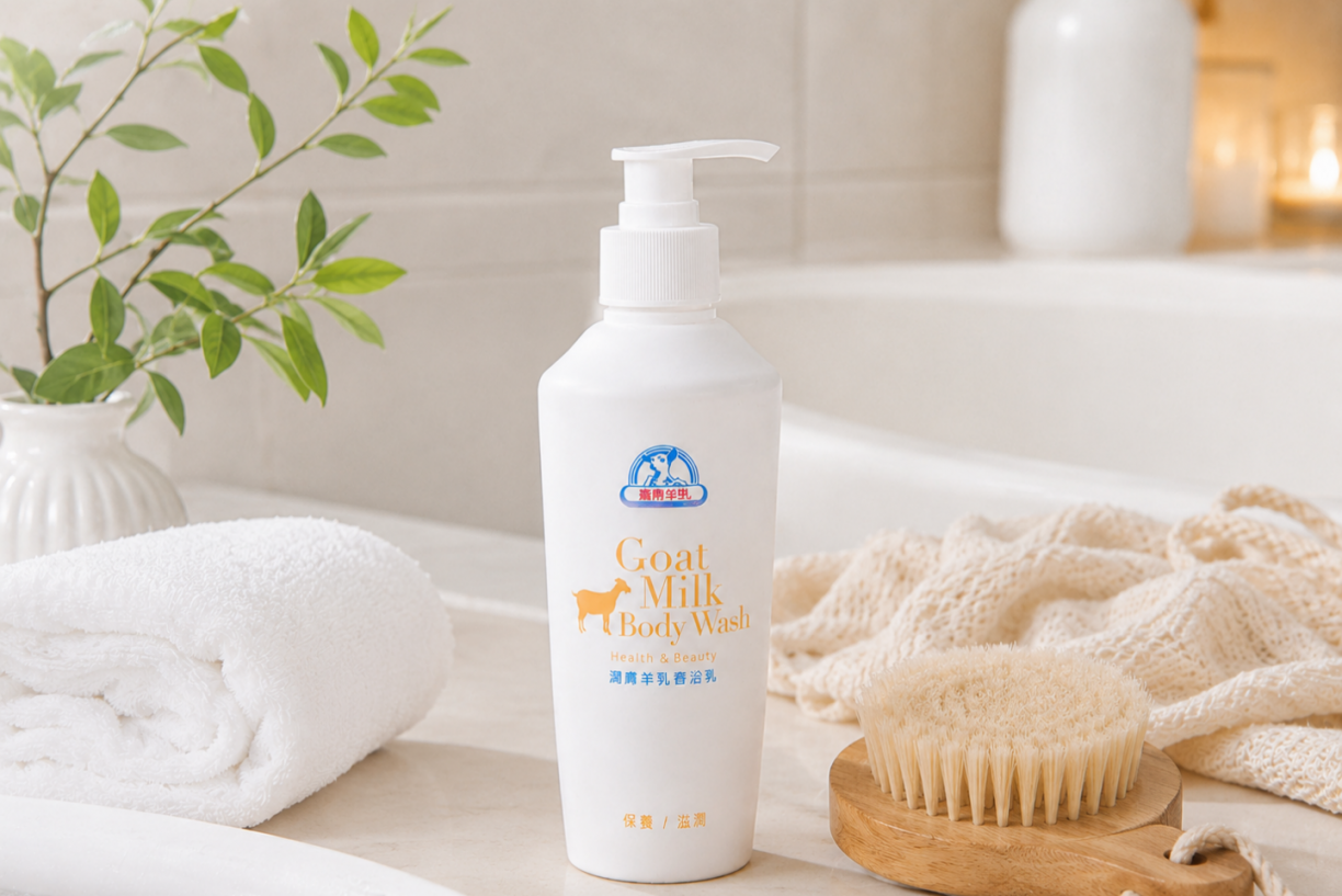 羊乳沐浴乳添加水解蛋白與天然蘆薈洗感說明