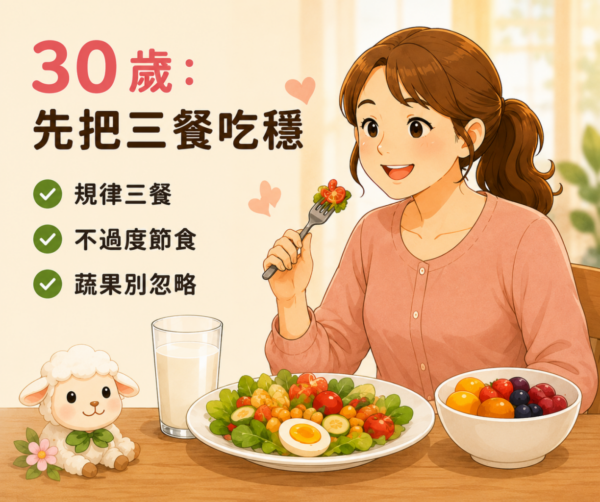 30歲女性忙碌生活中的營養平衡與規律飲食