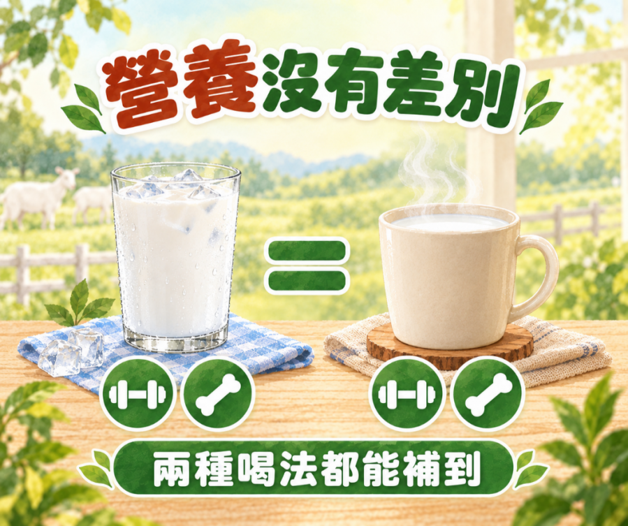 營養師小提醒：冰羊奶清爽、熱羊奶濃郁，營養沒有明顯差異示意圖