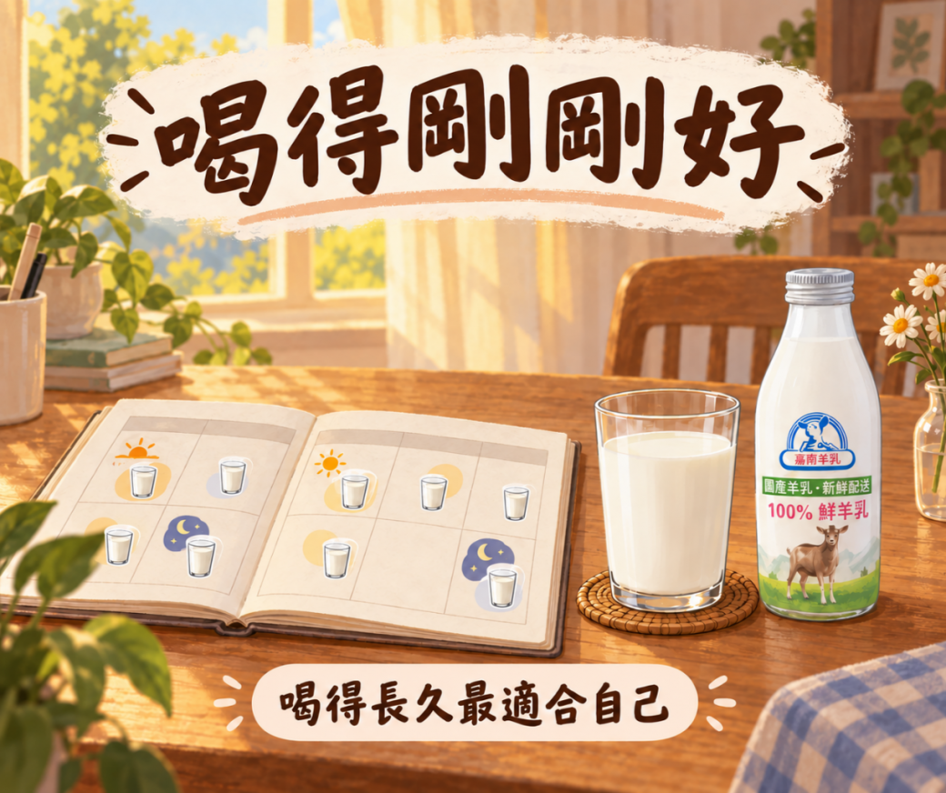 喝羊奶喝得剛剛好、喝得長久,讓乳品自然融入每天飲食示意圖
