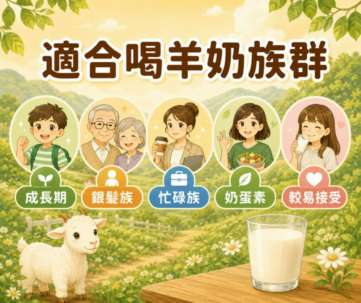 不同族群如何選擇羊奶或植物奶的重點整理示意